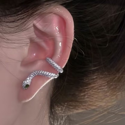Fashionable and personalized full diamond snake-shaped earrings A Pair