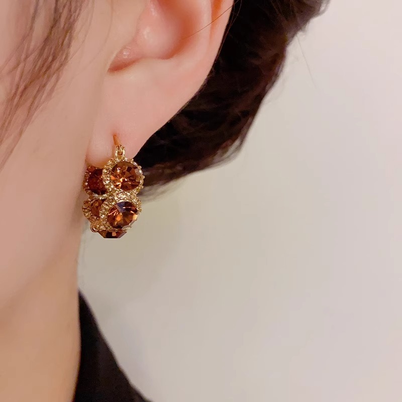 Delicate hoop crystal earrings A Pair