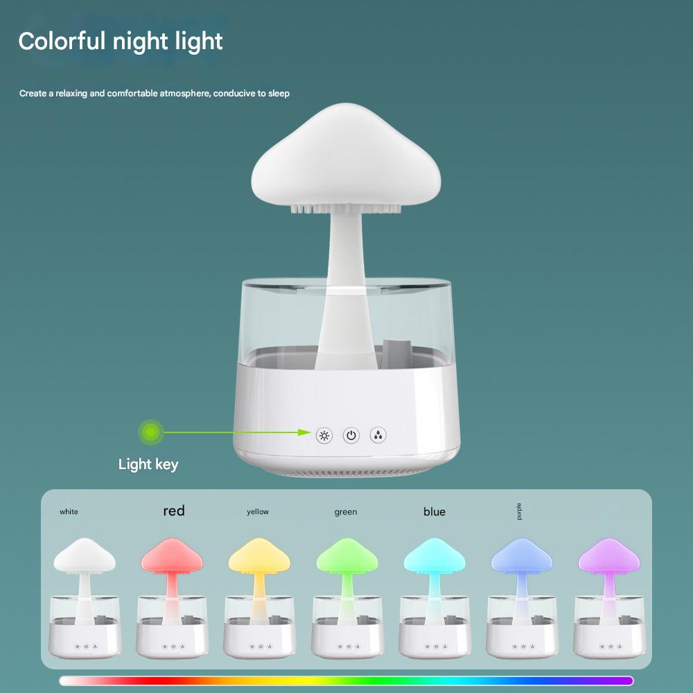 Cloud humidifier household creative large fog capacity colorful atmosphere light essential oil raindrop wood grain mushroom aromatherapy machine