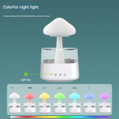 Cloud humidifier household creative large fog capacity colorful atmosphere light essential oil raindrop wood grain mushroom aromatherapy machine