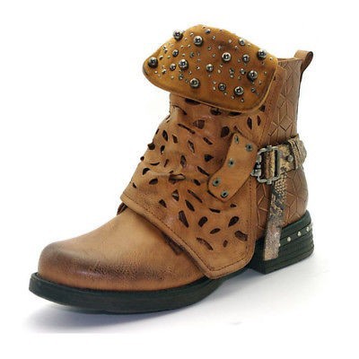Round toe European and American women's leather boots side zipper Martin boots thick warm low heel women's shoes