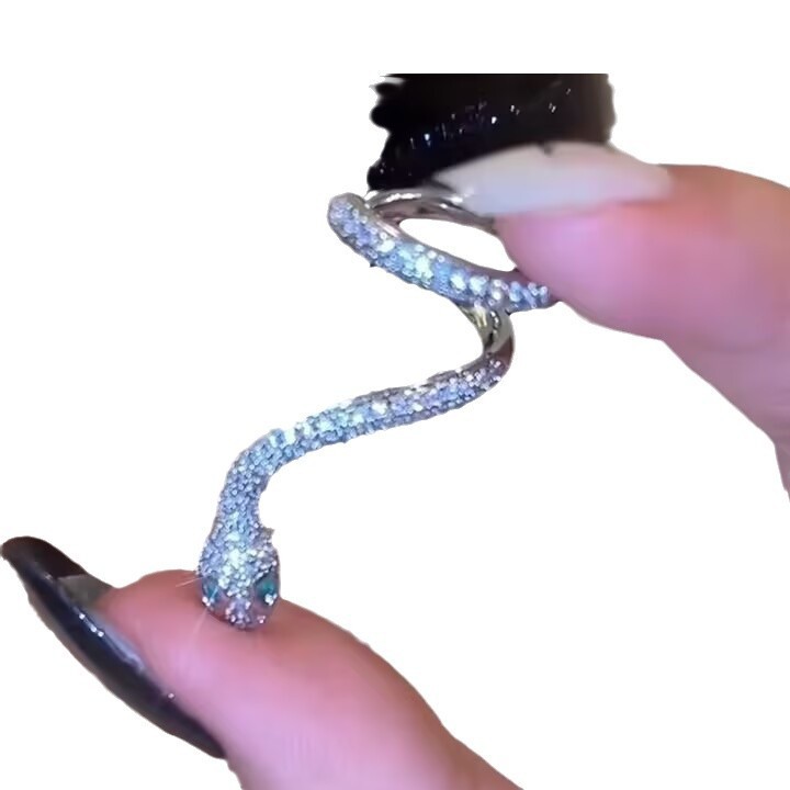 Fashionable and personalized full diamond snake-shaped earrings A Pair