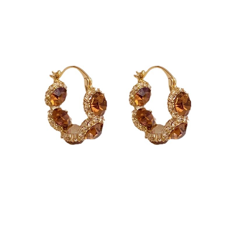 Delicate hoop crystal earrings A Pair