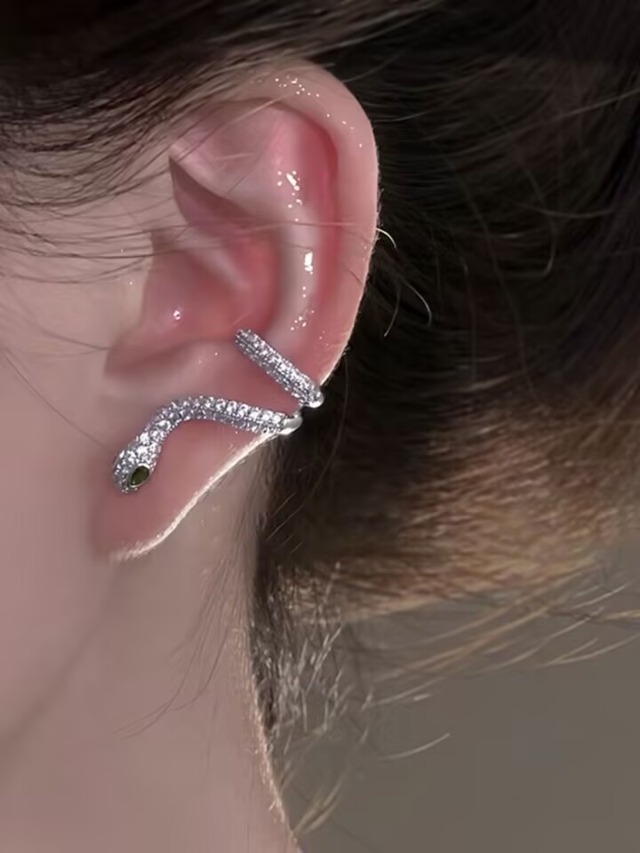Fashionable and personalized full diamond snake-shaped earrings A Pair