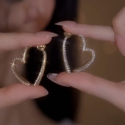 Full diamond heart earrings
