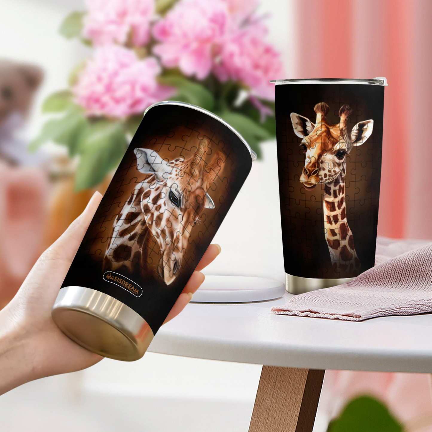 1pc Premium Giraffe Insulated Tumbler Cup - 20oz Stainless Steel Vacuum Flask with Lid, Double-Wall Insulation, Durable, Leak-Proof, Travel-Friendly Coffee Mug & Tea Cup for Hot and Cold Beverages