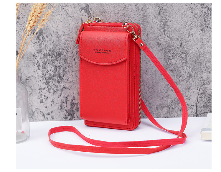 Small shoulder crossbody zipper bag, multifunctional long wallet for women