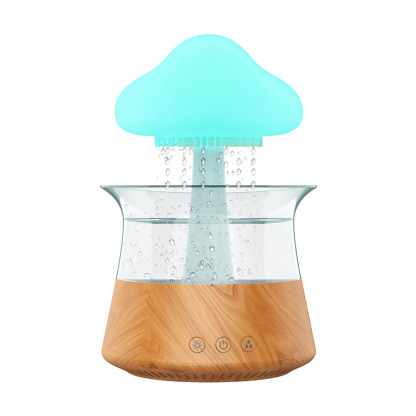 Cloud humidifier household creative large fog capacity colorful atmosphere light essential oil raindrop wood grain mushroom aromatherapy machine