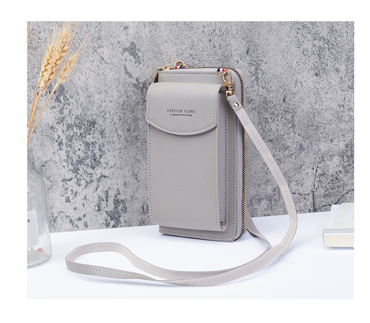 Small shoulder crossbody zipper bag, multifunctional long wallet for women