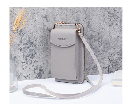 Small shoulder crossbody zipper bag, multifunctional long wallet for women