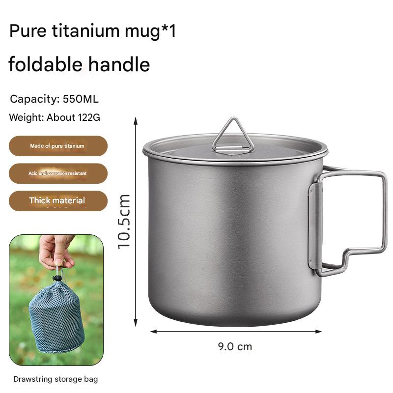 Pure titanium water cup single-layer folding titanium cup office tea coffee cup titanium alloy outdoor portable camping Mug