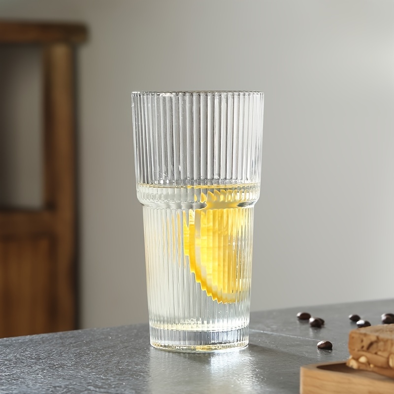 2pcs Ins Style Large Capacity Straw Cup with Lid Vertical Striped Coffee Cup Beverage Fruit Tea Cup 600Ml/20Oz, Used for Drinking Ice Water Coffee Fruit Tea Etc., Suitable for Daily Household, Parties, Cafes, Restaurants, Etc.