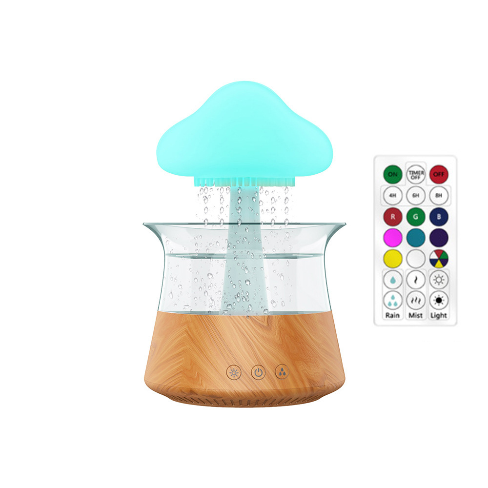 Cloud humidifier household creative large fog capacity colorful atmosphere light essential oil raindrop wood grain mushroom aromatherapy machine