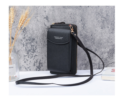 Small shoulder crossbody zipper bag, multifunctional long wallet for women