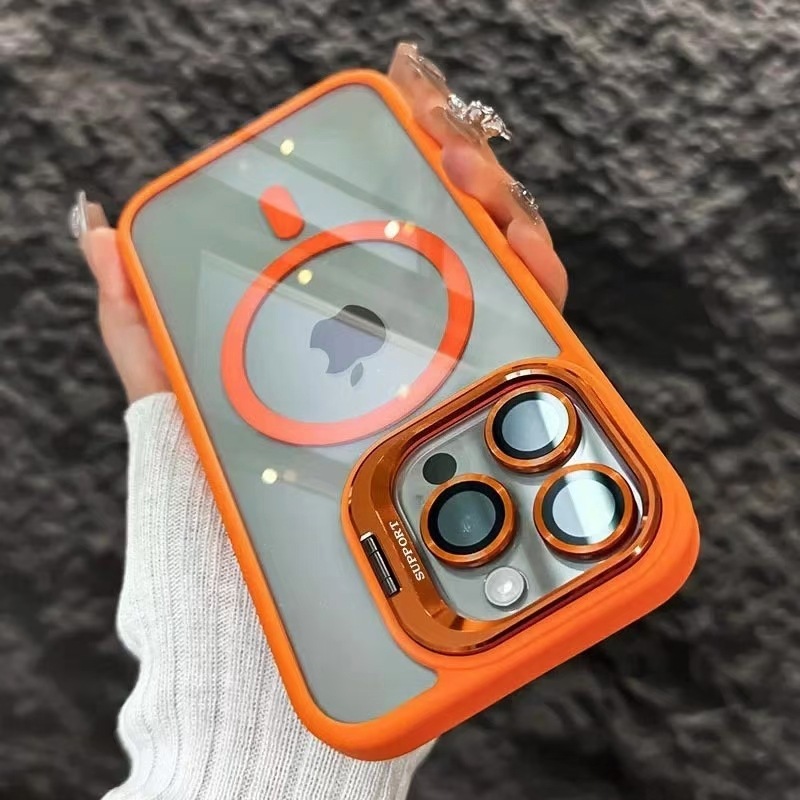 Magnetic lens holder, transparent acrylic Apple anti-fall mobile phone case
