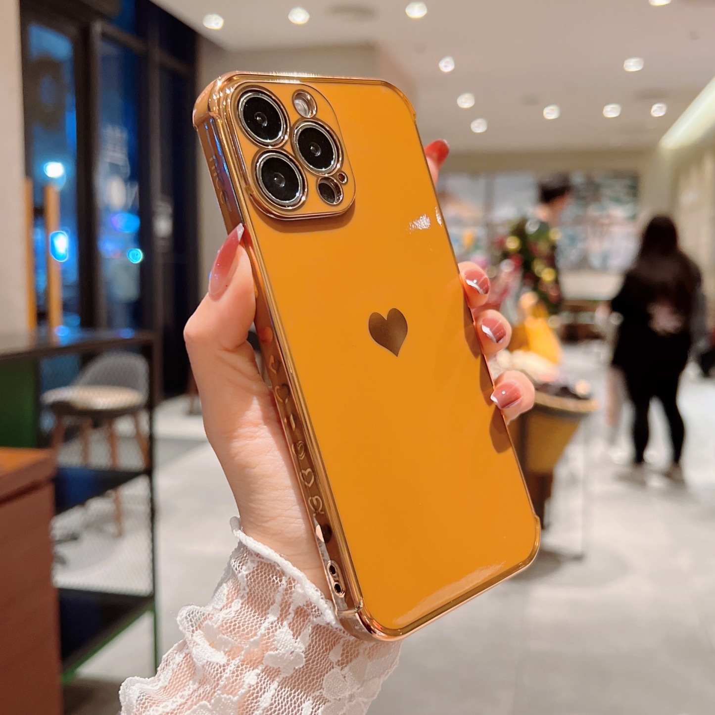 Electroplating side, heart shape mobile phone case