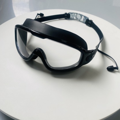 Adult swimming goggles, large frame electroplated waterproof and anti-fog one-piece earplugs