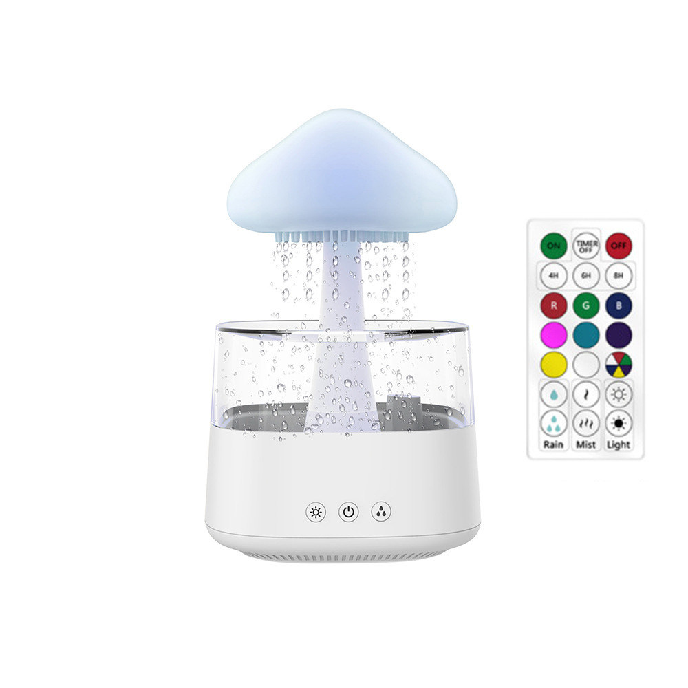 Cloud humidifier household creative large fog capacity colorful atmosphere light essential oil raindrop wood grain mushroom aromatherapy machine