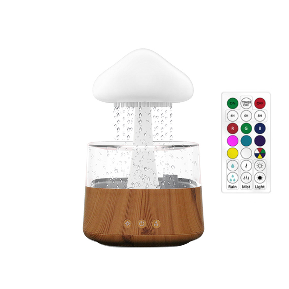 Cloud humidifier household creative large fog capacity colorful atmosphere light essential oil raindrop wood grain mushroom aromatherapy machine