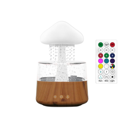 Cloud humidifier household creative large fog capacity colorful atmosphere light essential oil raindrop wood grain mushroom aromatherapy machine