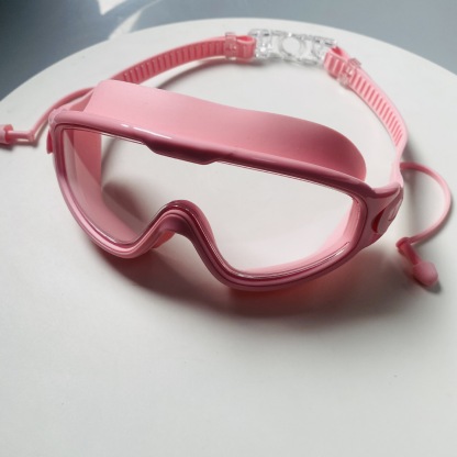 Adult swimming goggles, large frame electroplated waterproof and anti-fog one-piece earplugs