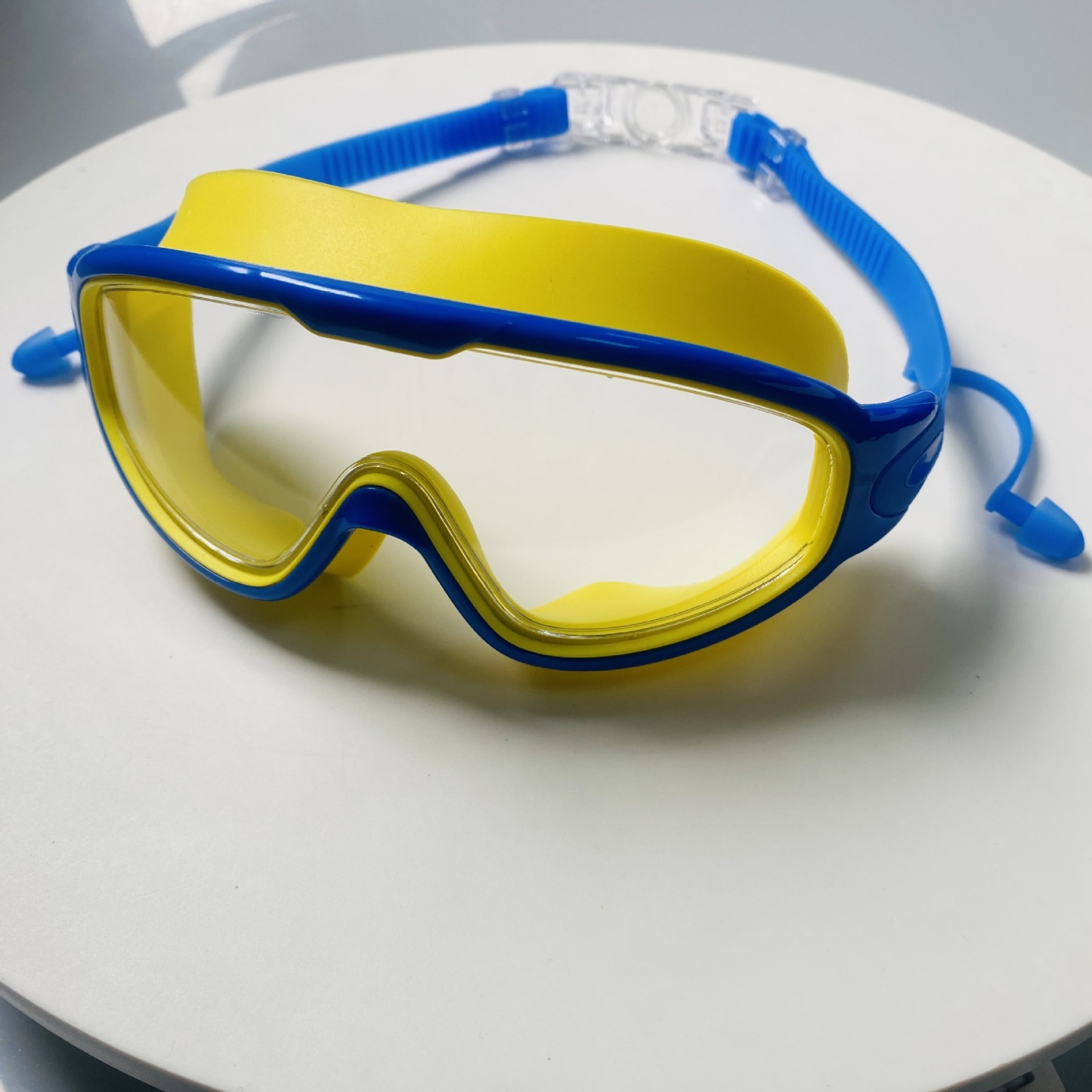 Adult swimming goggles, large frame electroplated waterproof and anti-fog one-piece earplugs