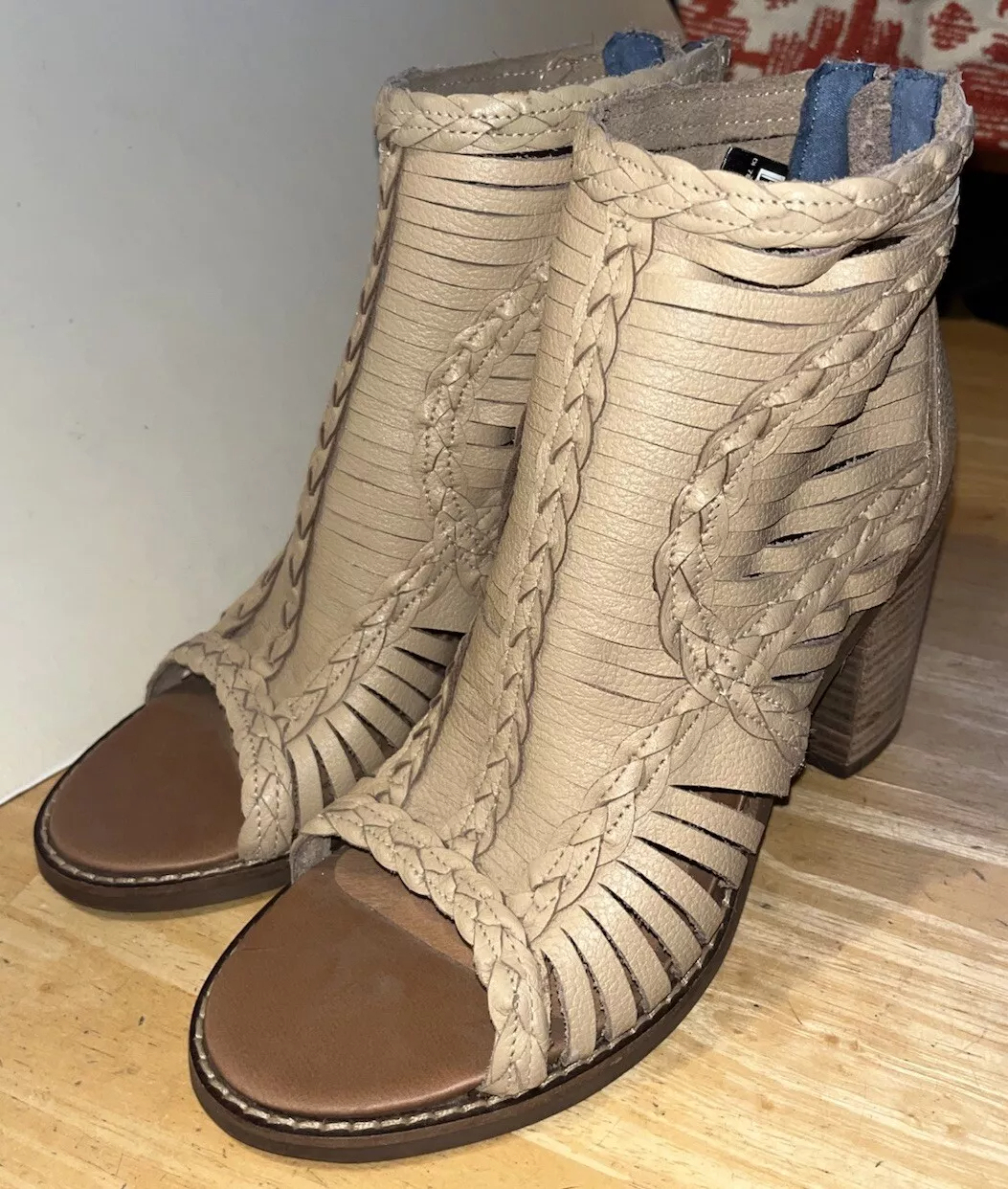 Fish mouth braided thick heel sandals women's sandals