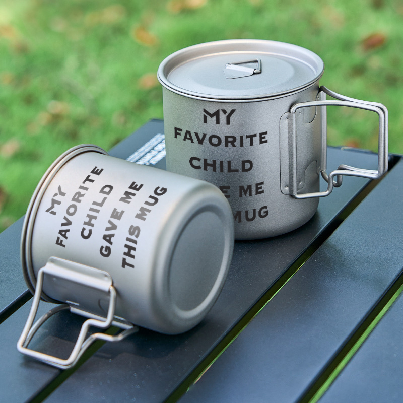 Pure titanium water cup single-layer folding titanium cup office tea coffee cup titanium alloy outdoor portable camping Mug