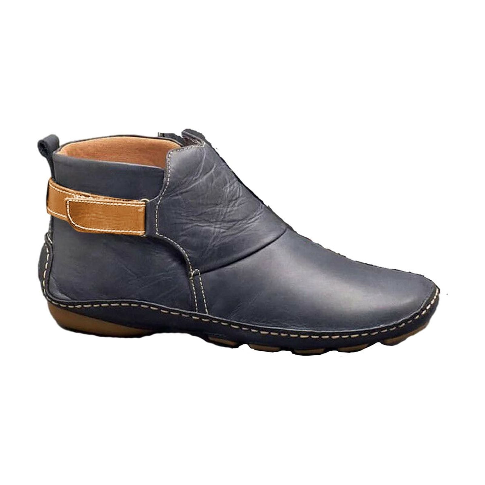 Pointed Toe Casual Women's Leather Boots Sleeve Fashion Boots Thick Warm Fashion Low Heel Women's Shoes