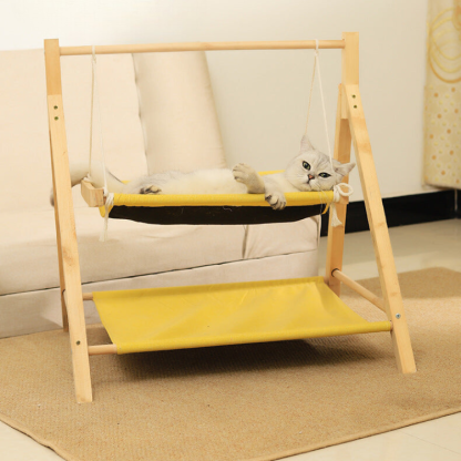 Solid Wood Double-layer Cat Hammock Swing Hanging Bed