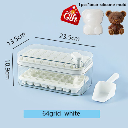 Set Of 1 101oz Ice Cube Trays, 64 Pcs Silicone Ice Cube Tray With Lid And Bin, Ice Cube Molds For Freezer, Easy Release & Save Space, 2 Trays,Scoop For Whiskey, Cocktail | Food Grade PP