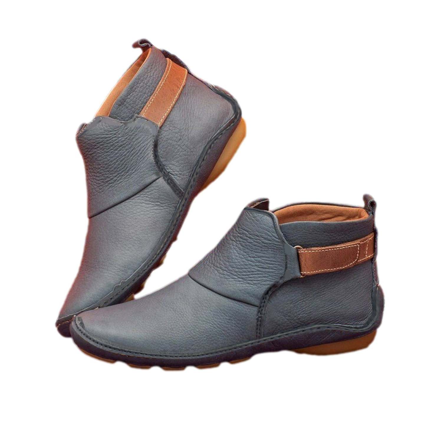 Pointed Toe Casual Women's Leather Boots Sleeve Fashion Boots Thick Warm Fashion Low Heel Women's Shoes