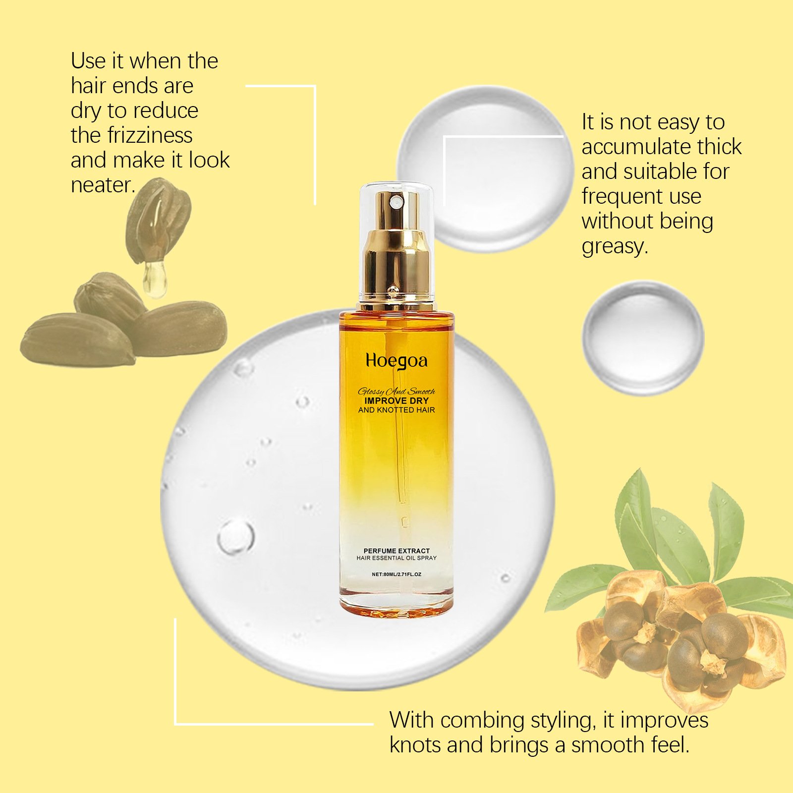 Hoegoa 80ml Conditioning Oil Spray Scalp & Hair Strengthener Leave-In Conditioner Comforting Shampoo Cleanser