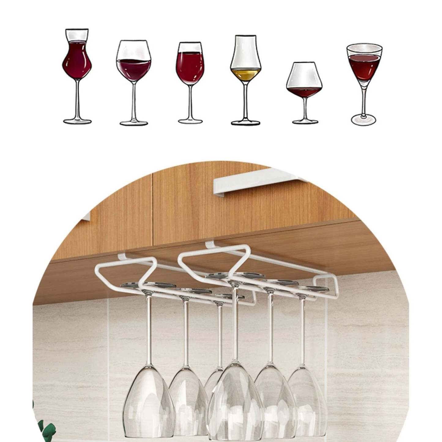 🔥Hot Sale🔥Under Cabinet Wine Glass Holder