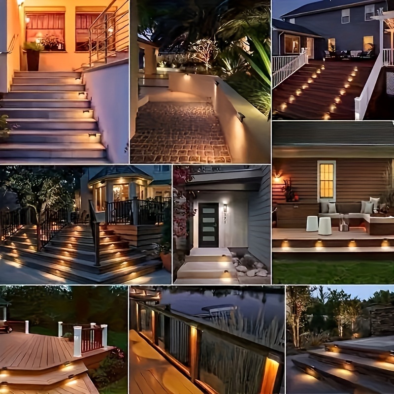 Solar Outdoor Garden Lights - Durable Plastic, Energy-Efficient LED, Adjustable Angle, Ideal for Staircases, Decks, Pathways & Fences - Perfect for Home & Garden Decor, Garden Pathway Lighting | Modern Outdoor Lighting | Solar Powered Lights, Outdoor Ligh