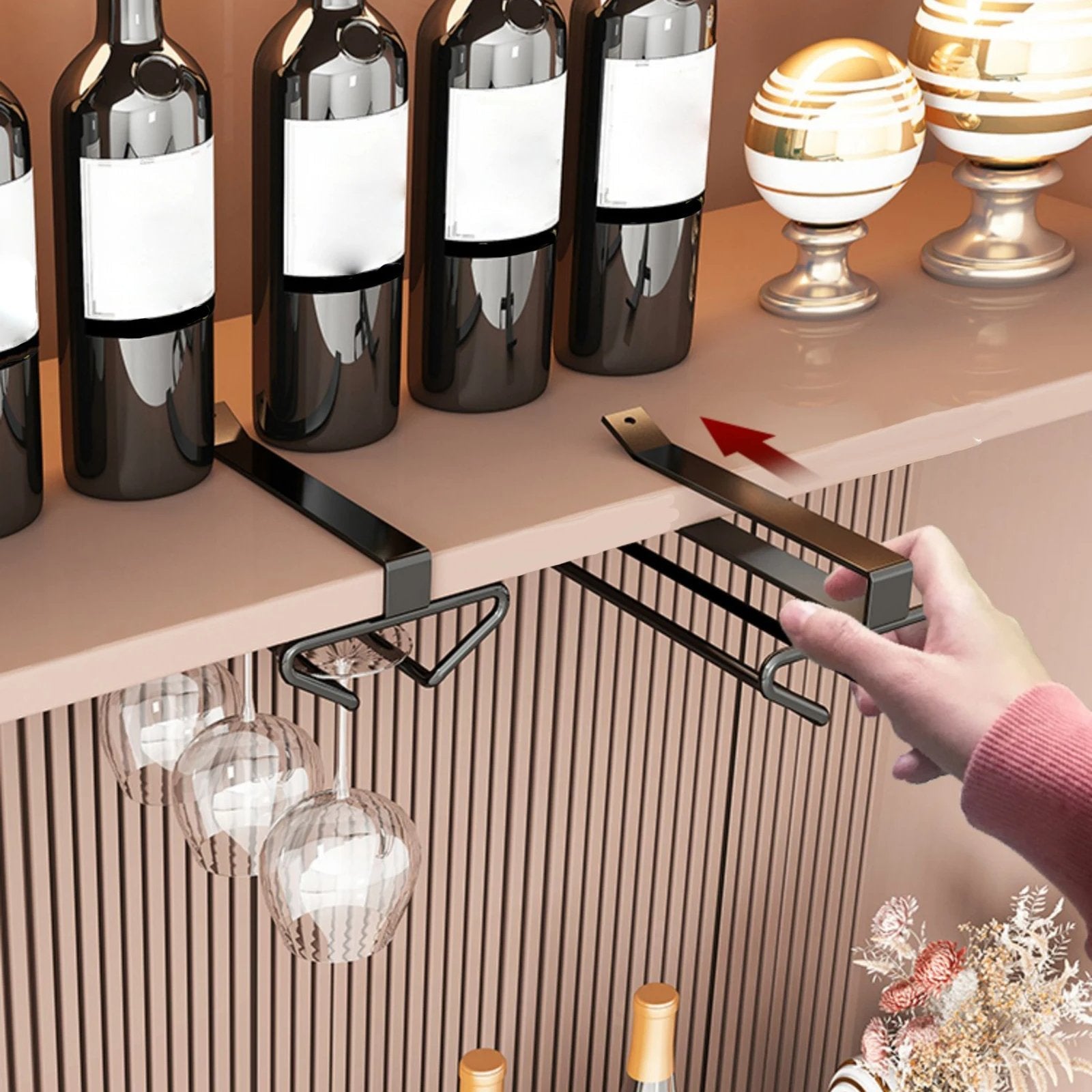 🔥Hot Sale🔥Under Cabinet Wine Glass Holder