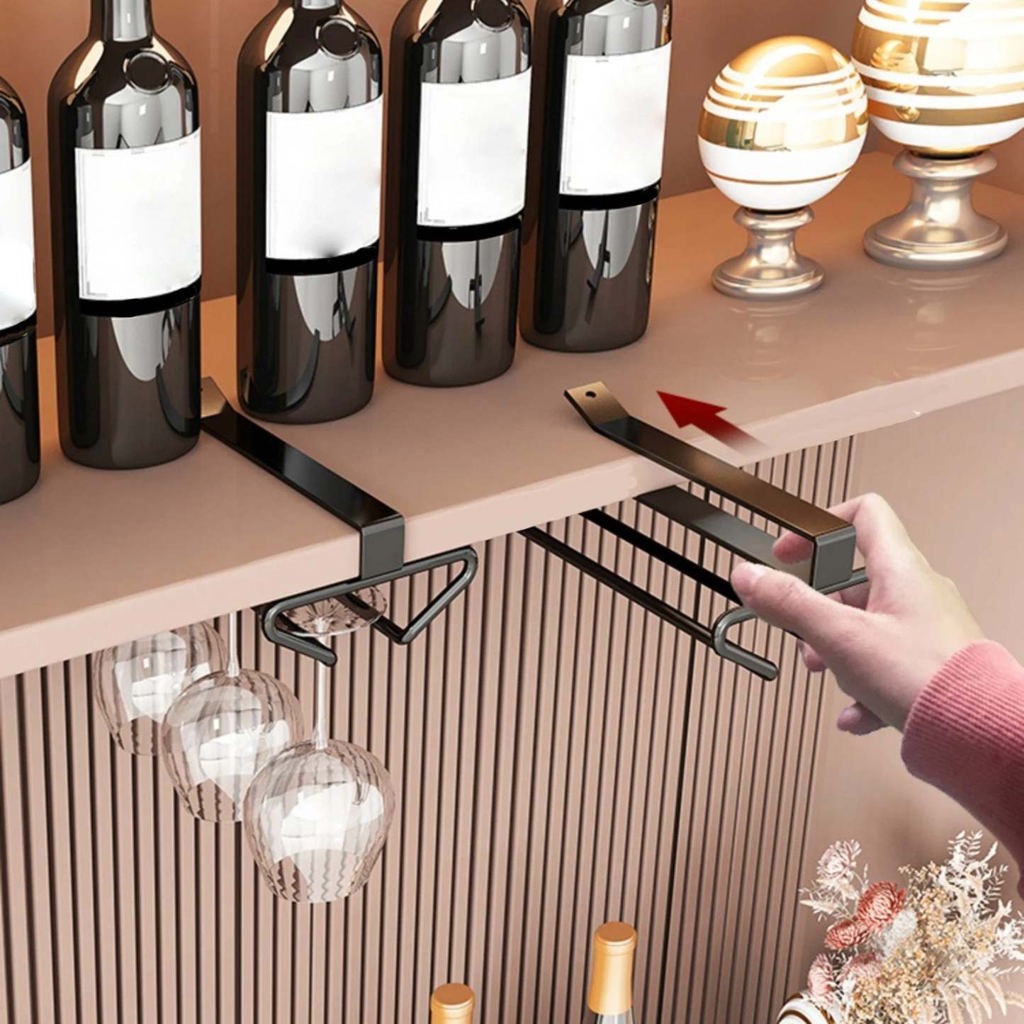 🔥Hot Sale🔥Under Cabinet Wine Glass Holder