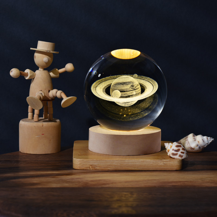 Solar System Milky Way Moon 3D laser Crystal Ball Lamp