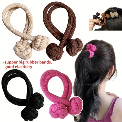 6pcs High Elasticity Knotted Hair Tie - Durable Solid Color Hair Rope for Women - Ponytail Holder and Hair Accessory
