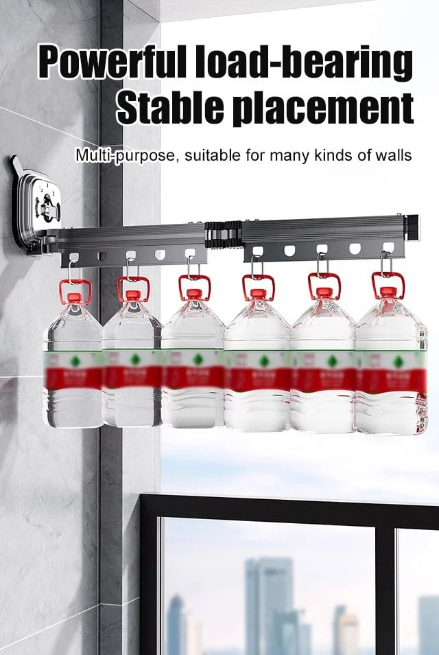 48% OFF [Ready to use] Suction Cup Wall Mount Folding Clothes Drying Rack