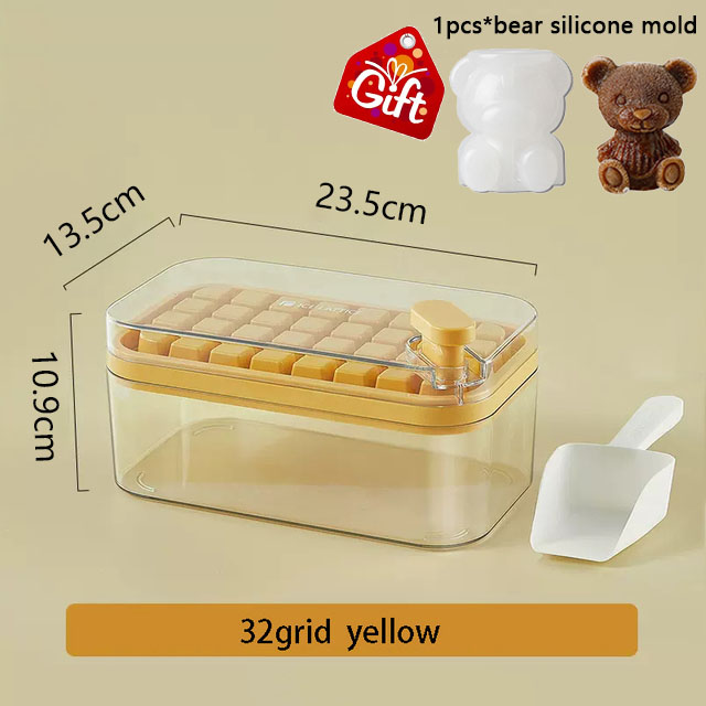 Set Of 1 101oz Ice Cube Trays, 64 Pcs Silicone Ice Cube Tray With Lid And Bin, Ice Cube Molds For Freezer, Easy Release & Save Space, 2 Trays,Scoop For Whiskey, Cocktail | Food Grade PP