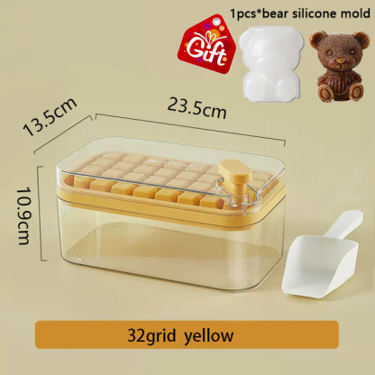 Set Of 1 101oz Ice Cube Trays, 64 Pcs Silicone Ice Cube Tray With Lid And Bin, Ice Cube Molds For Freezer, Easy Release & Save Space, 2 Trays,Scoop For Whiskey, Cocktail | Food Grade PP