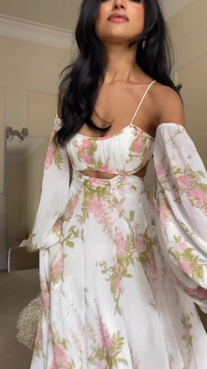 Women's Fashion Print Home Sexy Backless Sexy Elegant  Maxi Dress