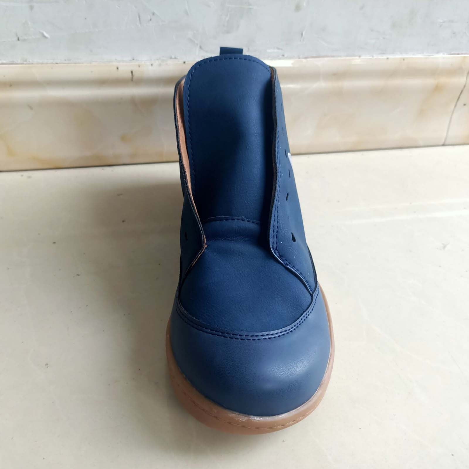 Women's Low-heeled Ankle Boots-Walking Shoes Women Winter Christmas Leather Boots for Women Warm Snow Vintage Womens Boots Clearance