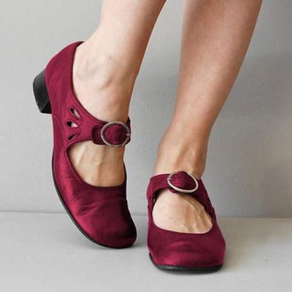 Leren Wig Gespen Sandalen