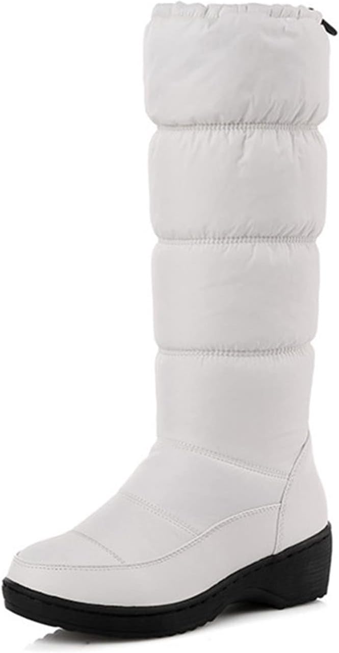 Women Snow Boots Fur Lined Winter Outdoor Anti Slip Shoes Fashion Elastic Platform Warm Waterproof Mid Boot