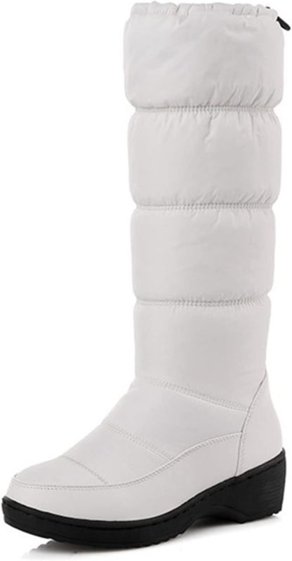 Women Snow Boots Fur Lined Winter Outdoor Anti Slip Shoes Fashion Elastic Platform Warm Waterproof Mid Boot