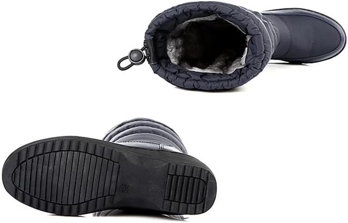 Women Snow Boots Fur Lined Winter Outdoor Anti Slip Shoes Fashion Elastic Platform Warm Waterproof Mid Boot
