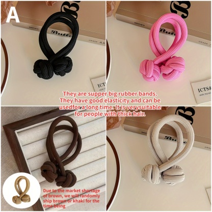 6pcs High Elasticity Knotted Hair Tie - Durable Solid Color Hair Rope for Women - Ponytail Holder and Hair Accessory
