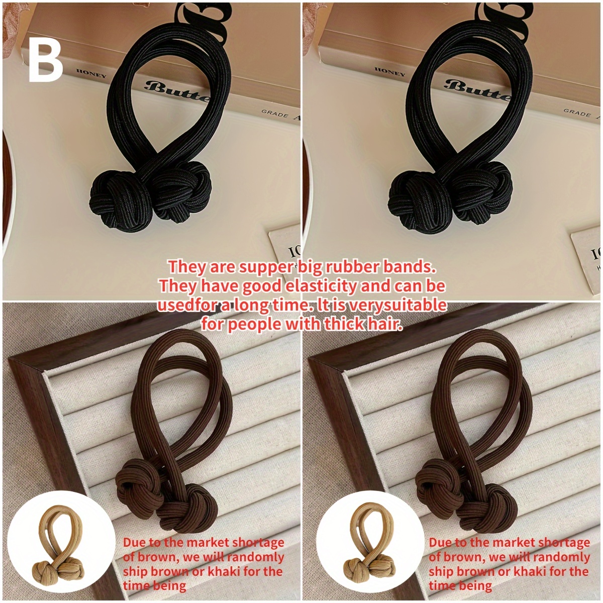 6pcs High Elasticity Knotted Hair Tie - Durable Solid Color Hair Rope for Women - Ponytail Holder and Hair Accessory